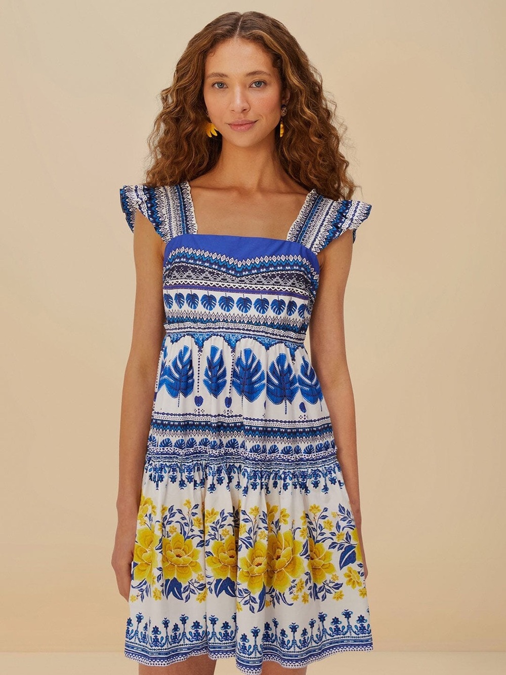Farm Rio Off-White Zuli Organic Cotton Mini Dress size Small NWT - cute! - Picture 6 of 12